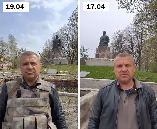 Скріншоти з відеозвернень Олександра Бало 17 та 19 квітня.