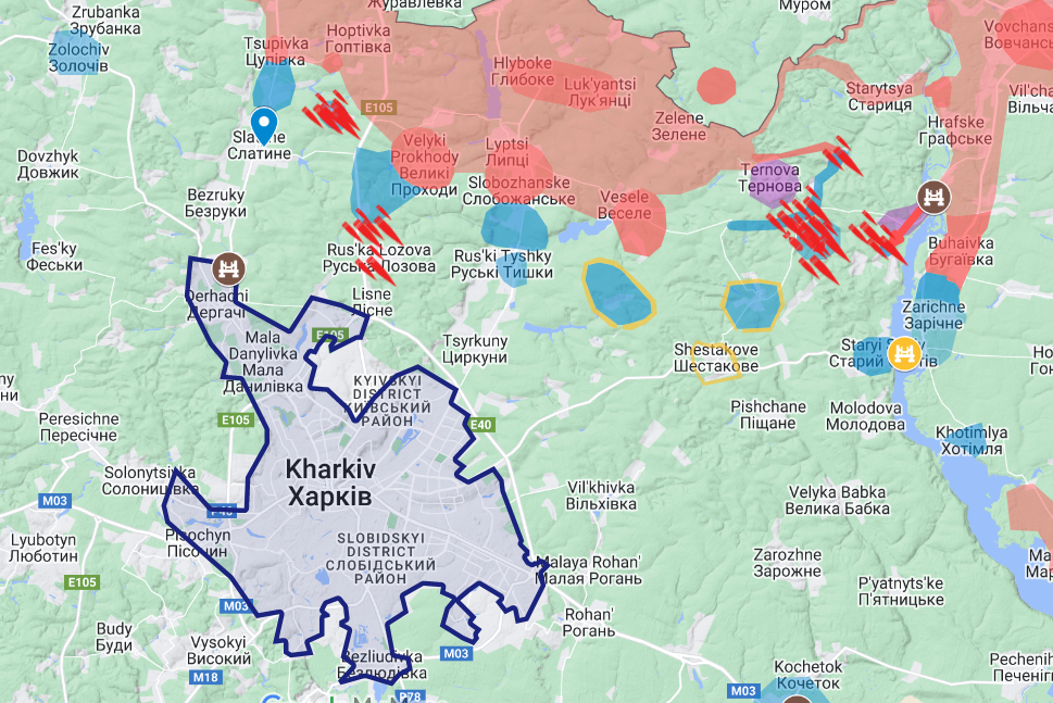 Карта бойових дій Харківської області